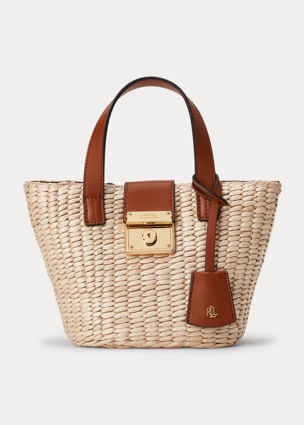 Bolsos De Mano Ralph Lauren Mujer Marrom - Straw Mini Reese - AKBGM5234